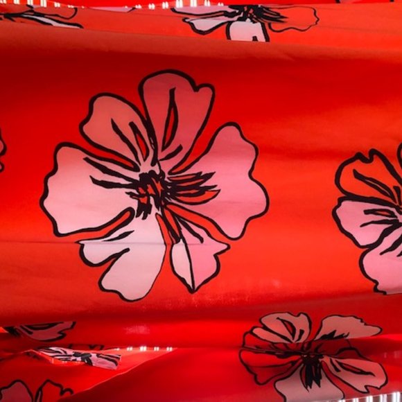 Vince Camuto Bright Orange & Pink Tropcial Hibiscus Blooms Blouse - Picture 11 of 14